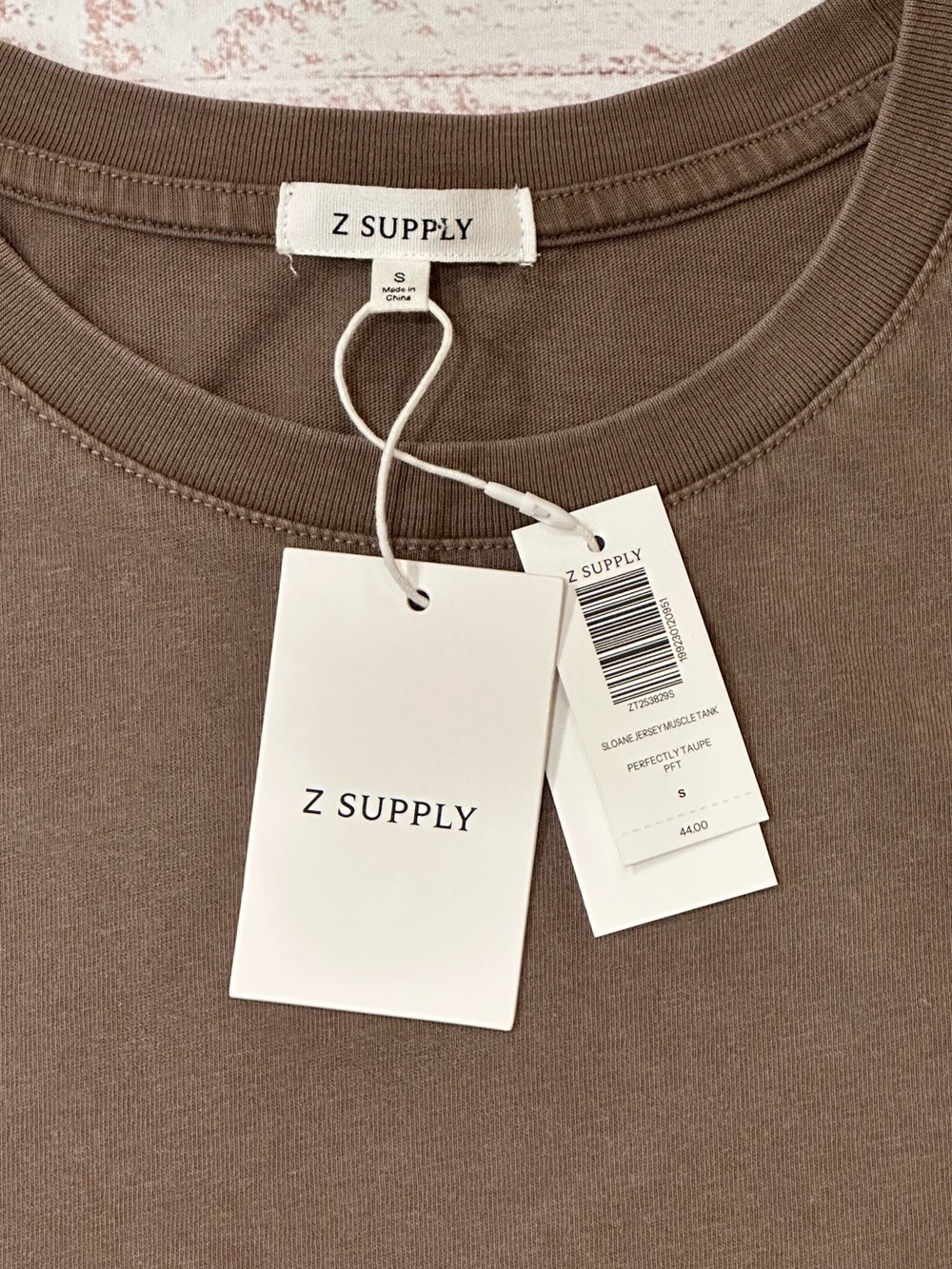 NWT Z Supply Sloane Cotton Jersey Tank In Perfectly Taupe Size Small - Picture 6 of 12